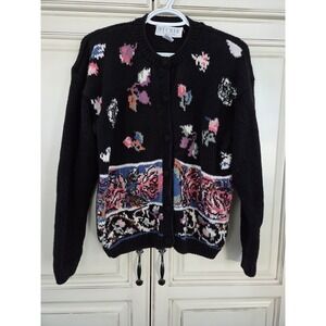 Vtg Studio Michelle Stuart‎ Floral Sweater Cardigan Women's Medium